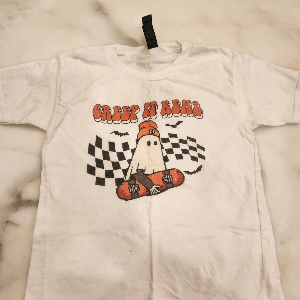 Halloween skate shirt "creepy it real" 6T